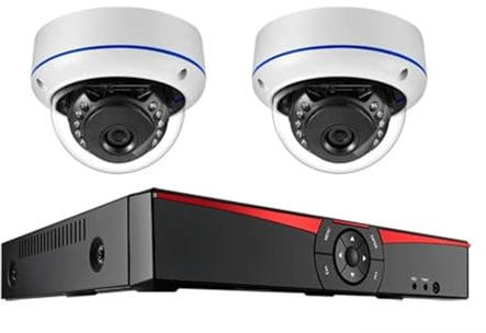 Kit NVR Poe 4CH 5MP Sistema di telecamere di Sicurezza CCTV Dome Audio IP Poe 4MP IR for Esterni Set di videosorveglianza(None,2PCS 4MP Cameras)