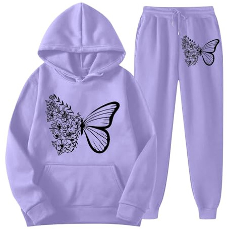 Generico Tuta Felpata Donna Jogging Fitness Completo Maniche Lunghe Felpe Con Cappuccio E Jogging Pantaloni Leggero Curvy Tute Di Abbigliamento Da Casa Taglie Forti Completa Casual Da Stampa