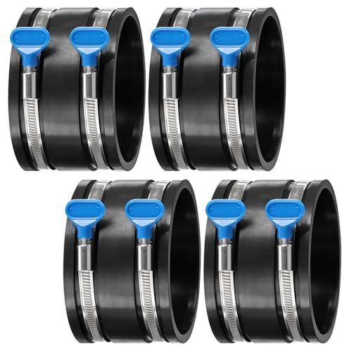 4 Inch Dust Control Flex Cuff w/Hose Clamps,Dust Collector Flex Hose Connector Rubber Cuff Coupler for Woodworking Dust Collection Fittings,Dust Hose,Bandsaw,Planer,Jointer Dust Port Connection,4PCS