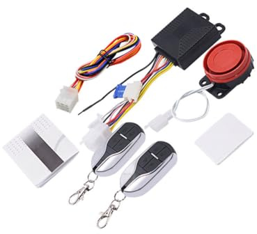 Sistema de Alarma para Motocicleta 12 V Entrada sin Llave y Autoarmado | Consumo Ultrabajo, Reconocimiento de Vibración, 1 Set, Plástico y Metal, Color Negro, para Moto y Motorbike