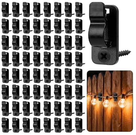 80 PCS Outdoor String Light Clips with Mounting Screws, Weatherproof Fairy Light Hangers, Durable Cable Management Organisers for Patio Garden Decking Fence Wall Decoration, Home & Outdoor Accessories