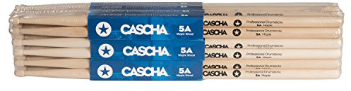 CASCHA HH 2039 - Baquetas profesionales para batería, 5A, 12 pares (24 piezas), madera de arce
