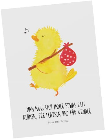 Mr. & Mrs. Panda Ansichtskarte Küken Wander - Geschenk, einzelkarte, Kunstkarten, Postkarte, Postkarten, Grußkarte, Freude, Ostergrüße, Zeit, Ostern, Reisen