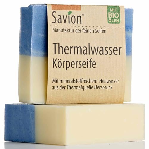 Savion Thermalwasser Körperseife,für jede Haut, Vegan, Palmölfrei, Plastikfrei, 80g