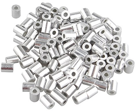 Futheda 100 st aluminium crimptång ärmar klämmor med runda hylsor för 1,5 mm kabeltråd rep silverton