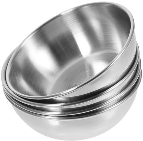 BESTonZON Edelstahl Saucenschälchen 4 Stück Runde Gewürzschalen Ø 3.15 in Dip Schälchen Für Sojasauce Senf Süß- Sauce Vorspeisen Restaurant Catering Küche