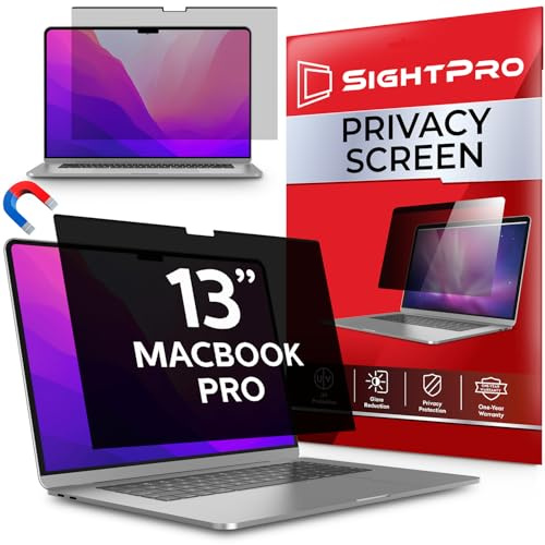 SightPro Magnetic Privacy Screen for MacBook Pro 13 Inch (2016, 2017, 2018, 2019, 2020, 2021, 2022, M1, M2) Patented Removable Laptop Privacy Filter Shield and Protector