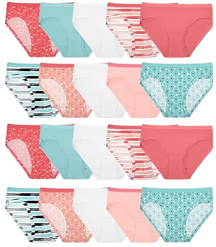 Fruit of the Loom Girls' Cotton Hipster Underwear, 20 Pack-Fashion Assorted, 8