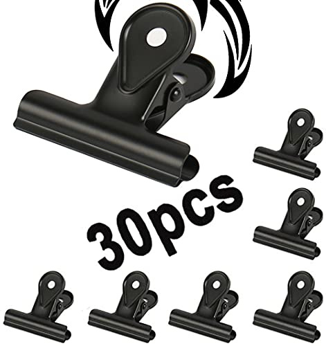 Schwarz 20mm Small Bulldog Clips, Water Drop Clip ， 30 Pack Metal Hinge Clips File Paper Money Binder Clamps for Tags Bags, Photos Decorative Clip, Office and Home Kitchen