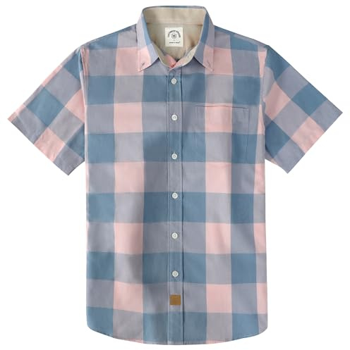 Dubinik® Camicia Uomo Manica Corta Casual con Bottoni Camicia Maniche Corte Uomo 100% Cotone Regular Fit