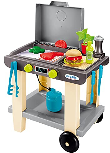 Ecoiffier – Grill für Kinder – 23-teiliger Spielzeug-Grill, mit Burger, Grillzange, Fleisch und Spielzubehör, für Jungen und Mädchen ab 18 Monaten