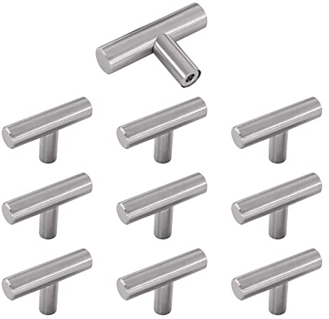 Drenky Schrankknöpfe, Möbelknöpfe Edelstahl Gebürstet mit Schraube Vintage Schrankgriffe für Schublade, Kommode, Möbel, Küche, Heimdekoration, 10 Stück