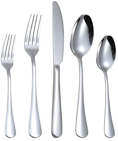 Besteck Set Aus Edelstahl, 20-Teilige Essbesteck Hochwertige Spiegelpolierte Besteck-Sets, Mehrzweckgebrauch Für Haus Küche, Für 4 Personen (Silber)