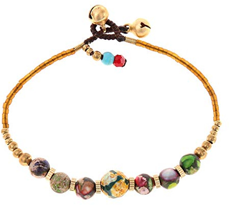 Made by Nami Bracelet Femme Étanche Coton Ciré - Perles Rocaille Ajustable Festival Yoga Plage