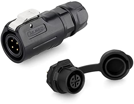 CNLINKO LP-12 Industrieller Wasserdichter Steckverbinder IP68 Rundsteckverbinder Schnellverschluss Luftfahrtstecker PBT-Gehäusestecker Aviation-Anschluss M12 2-8 Polig Gewindebuchse (4 Polig)