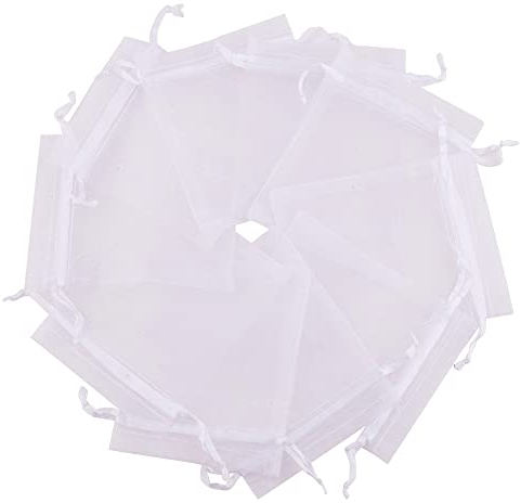 NBFBA 10 x 15CM Organzasäckchen 100 Stück Weiß Schmuckbeutel, Hochzeit Säckchen, Lavendelsäckchen, Geschenkbeutel
