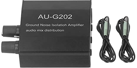 Stereo-Musiksignal-Vorverstärker 2 In 2 Out Audio Mix Distribution Splitter mit Kabeln DC 12 V 3,5-mm-Schnittstelle für Passive Lautsprecher zu Hause, Passive oder Aktive Subwoofer