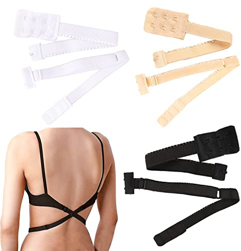 BH Konverter, Cabrio-BH-Träger Low Back Bra Converter Damen verstellbare rückenfreie BH-Träger-Verlängerung für Party rückenfreies Kleid, 3 Farben