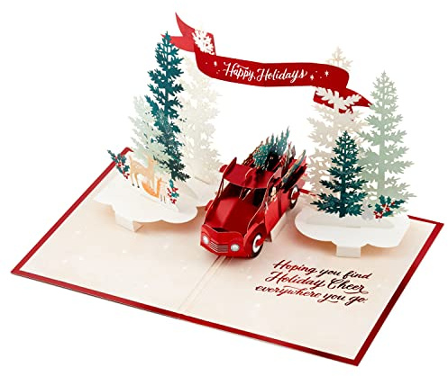 Hallmark Paper Wonder Weihnachtskarte – Pop-Up Signature Red Truck-Design, 25575517, mehrfarbig