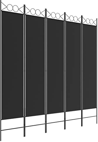 vidaXL Biombo Divisor de 5 Paneles Separador Decoración Habitación Dormitorio Oficina Pantalla Privacidad Pared Plegable de Tela Negro