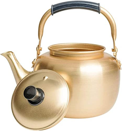REJOON Bouilloire à thé cuisinière théière Sifflement bouilloires à thé en Aluminium Vintage coréen Jaune Bouilloire for coréen Riz vin Maison Camping Barbecue (Color : P, Size : T15x10.5CM)
