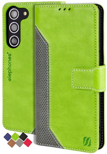 elephones Hülle für Samsung S23 Klappbar Handyhülle mit RFID-Schutz Flip Case Cover Schutzhülle Klapphülle aus PU Leder für Samsung Galaxy S 23 5G - Grün