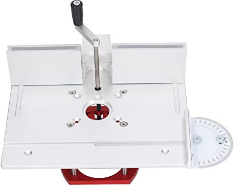 Sollevatore Universale per Router con Piastra Superiore Sollevamento Manuale Lavorazione del Legno Scanalatura Rifilatura Smussatura Piano del Tavolo con 4 Fori di Montaggio Corsa (Argento)