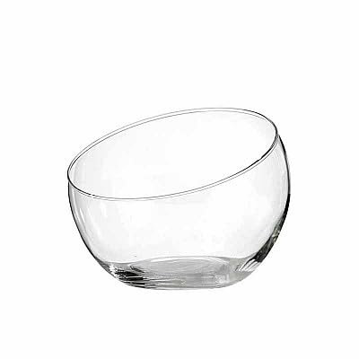 Euro Italia Ciotola in vetro trasparente con bordo obliquo di. 16 cm altezza 12 cm
