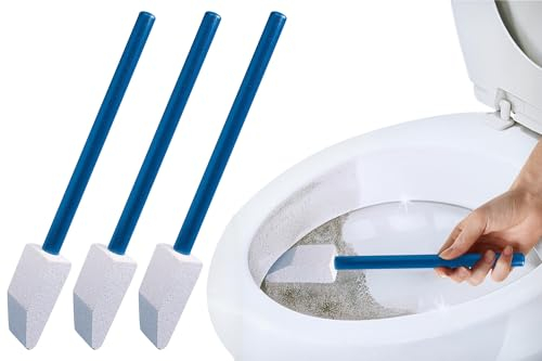 Maximex Toilettenreiniger Spezial, 3er Set, reinigt ohne Chemie, entfernt mühelos & zuverlässig Urin- und Kalksteinablagerungen in der Toilette, natürlich und umweltschonend, extra langer Holzgriff