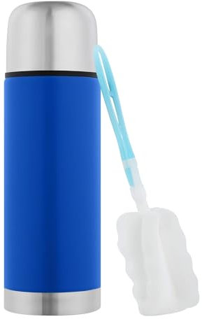 GRÄWE Thermosflasche 350 ml, Edelstahl Trinkflasche, Thermoskanne, Isolierflasche für unterwegs mit Becher, Auslaufsicher, Spülmaschinengeeignet, blau
