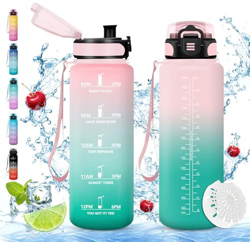 Borraccia Sportiva, Borraccia 1500ml, Borracce Sport, Borracce ciclismo, Senza BPA & Prova di Perdite, Borracce per Bambini, Adulto, Bici, Scuola, Ufficio, Yoga