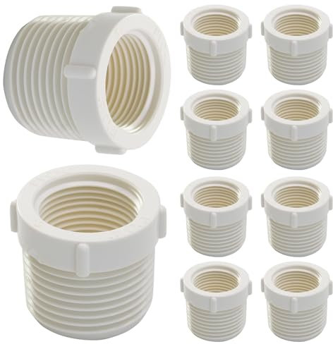 Hordion 10PCS 1 Male Thread to 3/4female Thread Reducer Bushing PVC Adapter Pipe Fittings for Connecting Pipe