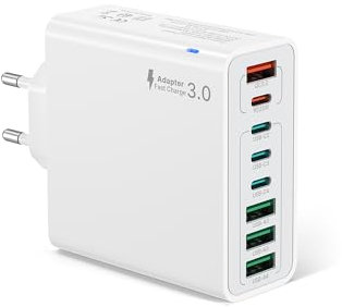 Tupneuf USB C Ladegerät, 8 Ports Stecker 40W ladeadapter PD 3.0 Power Adapter Schnellladestecker Mehrfach Netzteil Netzstecker Ladestecker für 16 Pro Max 15 14 13 12 11 Steckdose Mehrfachsteckdose