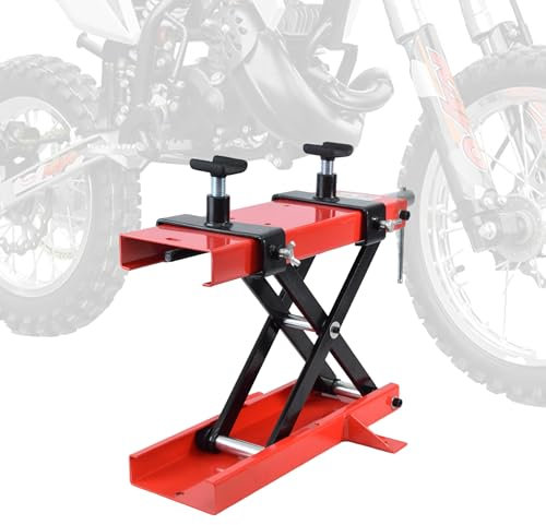 MGidea Alzamoto Pedana Centrale Sollevatore Moto Sollevamento Cross Custom Scooter Portata 500 kg in Metallo con madrevite in Metallo + Supporti Anti graffio Culla Motore Bike Enduro Garage Officina