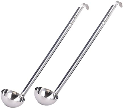 PRETYZOOM 2piezas Cucharones y Cucharas Medidoras Inoxidable Cucharón Sopero Cucharón Para Sopa Mango De Gancho Para Restaurantes