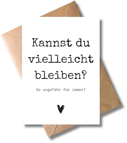 WBdesignz Abschied Karte mit Umschlag - Abschiedskarte für Kolleginen “Kannst du vielleicht bleiben? So ungefähr für immer? <3” Geschenkkarte zum Abschied und Neuanfang Jobwechsel für Frauen (DIN A6)
