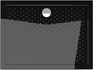 doporro Plato de Ducha Rectangular Antideslizante 90x120x4 cm – Acrílico Negro con Válvula de Desagüe AL01, Conexiones DIN, Instalación a Ras de Suelo – Lucia02