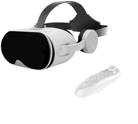 Cuffie per realtà virtuale con cuffie integrate, occhiali 3D VR per iOS per telefoni Android, FOV 110°, controller di gioco (bianco)