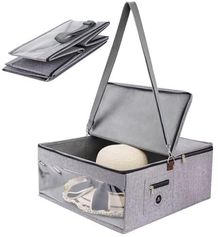 Rproonay Hut-Aufbewahrungsbox, staubdicht, Hutkoffer, faltbarer Kappen-Organizer, vielseitig einsetzbar, einfach zu verstauen, 42 x 38 x 20 cm, für Reisen, Zuhause, drinnen, draußen, Camping