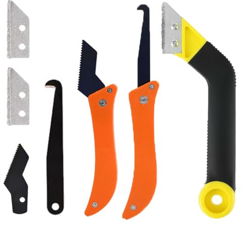 KEQAR Raschietto Fughe, Strumento per Rimozione, Set di Utensili, abgewinkelter Fugenreiniger, con 4 lame di ricambio, Pulisci Giunti Del Bagno, Cucina, la Pulizia Delle, rinnova piastrelle