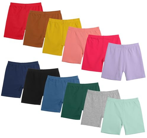 Boyiee 12 Pack Girls Shorts Toddler Bike Shorts Biker Kid Dance Gymnastics Yoga Gym Safety Active Under Dress Pants(6-7 Years,Deep Color)