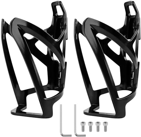 BigKego Lot de 2 porte-bouteilles noirs pour vélo, légers, avec vis, universel pour vélos de course, VTT, vélo de trekking