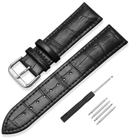 SZYXMY Krokodilmuster Lederarmband Ersatzarmband aus Kalbsleder mit Edelstahl-Schließe Echtleder Armband – 12/14/16/18/20/22/24 mm Uhrenarmband Unisex für Damen und Herren