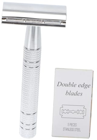 SAFIGLE Professionelles Rasiermesser Alter Art für Herren mit Doppelter Klinge Tragbares Design aus Aluminium und Zinklegierung für Barbershops und Reisen