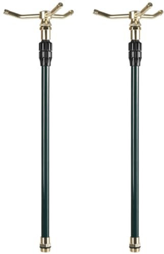 Dorccsi Aspersor de jardín (2 Unidades), aspersor de Manguera de 3 Brazos con rotación de 360° y Base telescópica Ajustable, Sistema de riego para césped de 8 a 10 m de diámetro, Cobertura de área