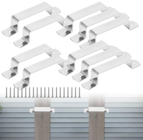 Lot de 10 supports de sécurité pour panneaux de clôture en acier inoxydable pour panneaux, supports de poteau en bois/béton, supports de panneau de clôture pour arrêter les cliquetis (20 mm, 125 mm)