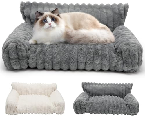 LOMUG Coussin lavable pour chien - 60 x 45 x 20 cm - Petit lit pour chien - Lavable - Antidérapant - Pour chiens et chats - Panier orthopédique doux avec bords hauts (gris)