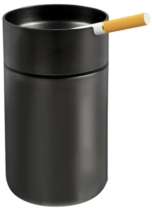 JOCHA Car Ashtray with lid smell proof Stainless Steel Portable Smokeless Detachable Windproof Self Extinguishing Butt Bucket Ash Tray for Most Car Cup Holder for Outdoor Travel Home Office