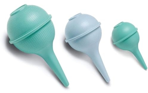 3 Pack of Ribbed Baby Ear Wax Hand Bulb Syringes (1oz, 2oz, 3oz) – Soft Reusable Rubber Suction & Irrigation Bulb