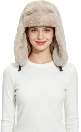 Lina & Lily Winter Trappermütze mit Ohrenklappen aus Kunstfell für Damen Herren